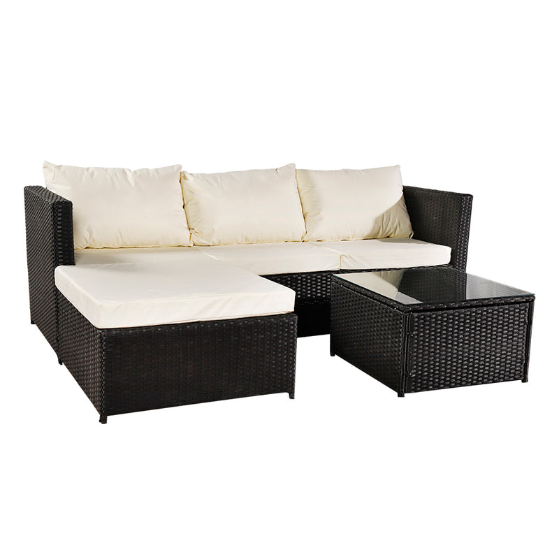 Black Corner Garden Rattan Furniture Set