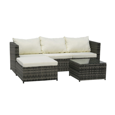 Gray Corner Garden Rattan Furniture Set