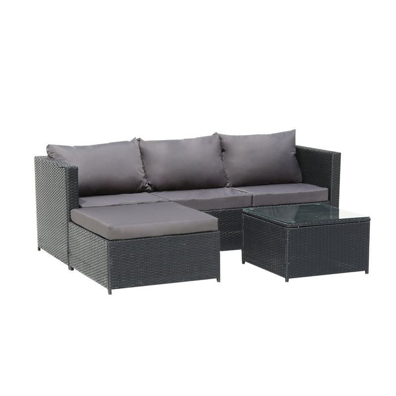 Gray Corner Garden Rattan Furniture Set