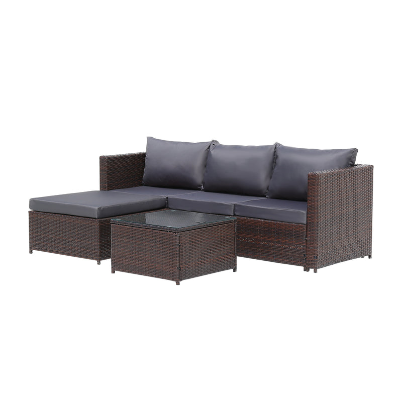 Brown Corner Garden Rattan Furniture Set