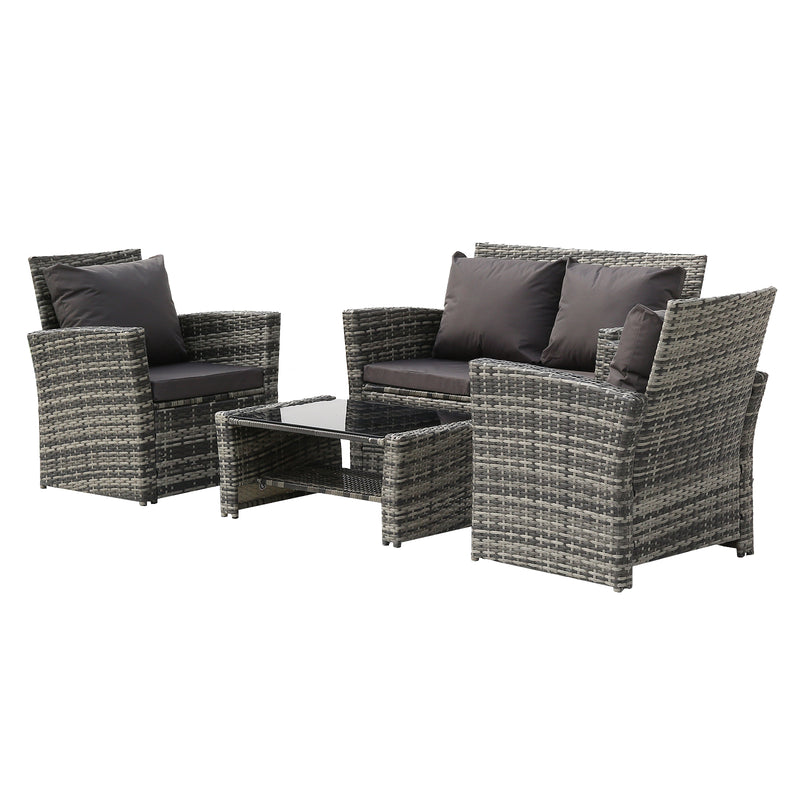 Gray Four-Piece Rattan Set Garden Rattan Furniture Set