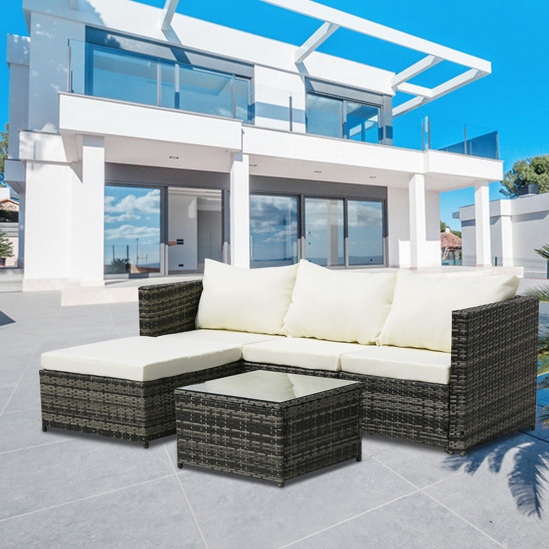 Gray Corner Garden Rattan Furniture Set