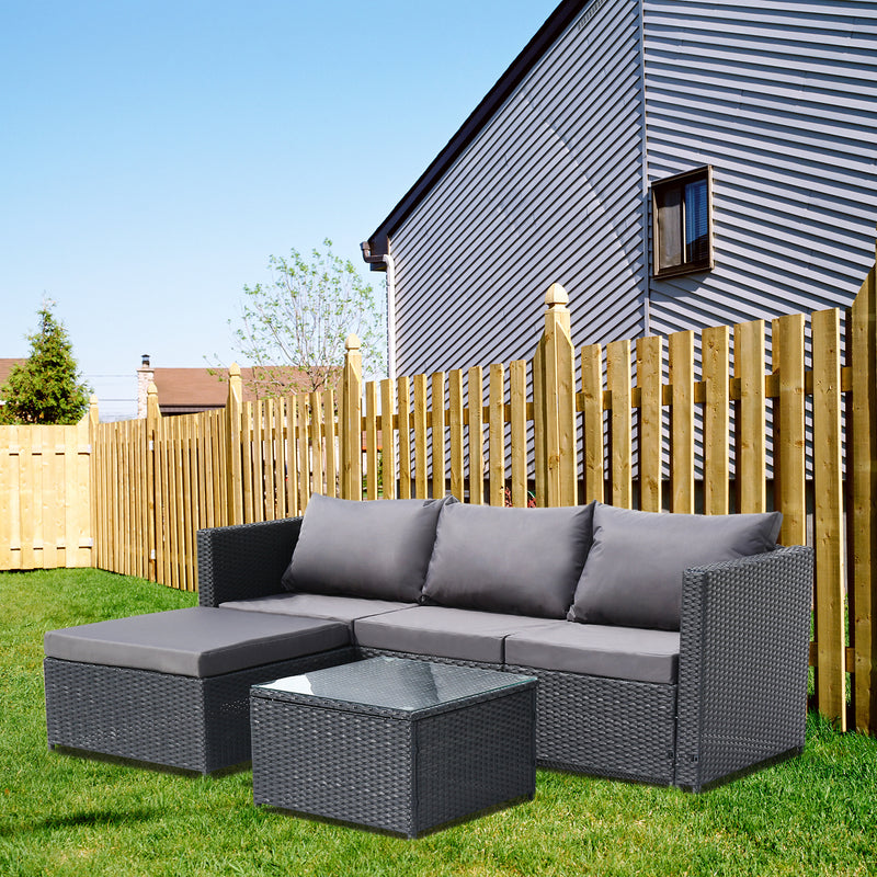 Gray Corner Garden Rattan Furniture Set