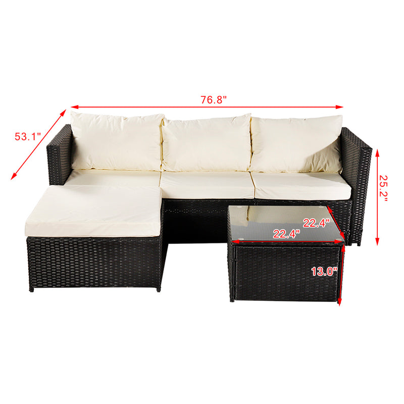 Black Corner Garden Rattan Furniture Set