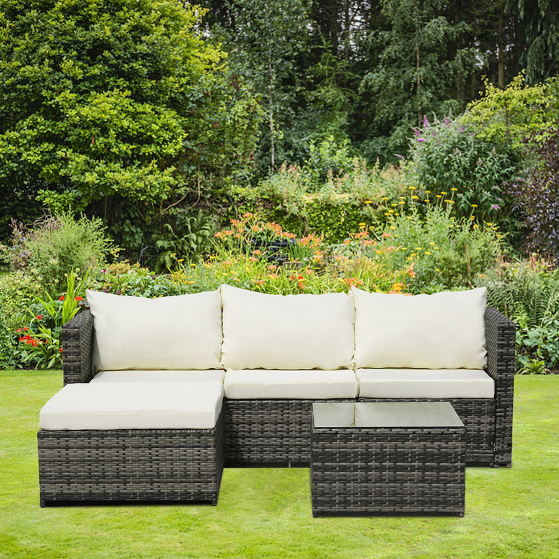 Gray Corner Garden Rattan Furniture Set