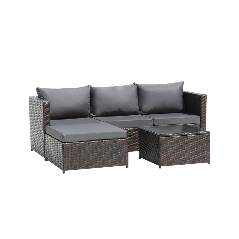 Brown Corner Garden Rattan Furniture Set