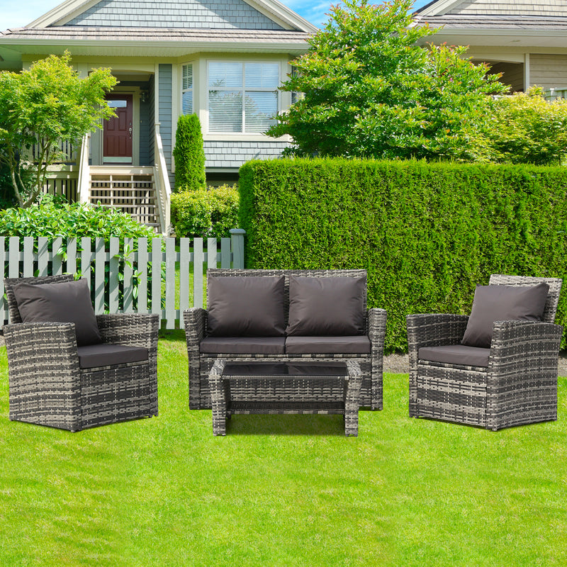 Gray Four-Piece Rattan Set Garden Rattan Furniture Set