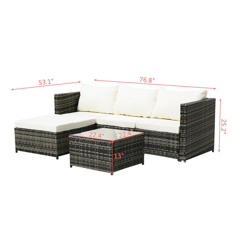 Gray Corner Garden Rattan Furniture Set