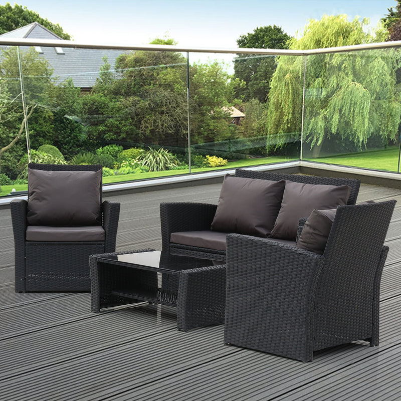 Gray Four-Piece Rattan Set Garden Rattan Furniture Set