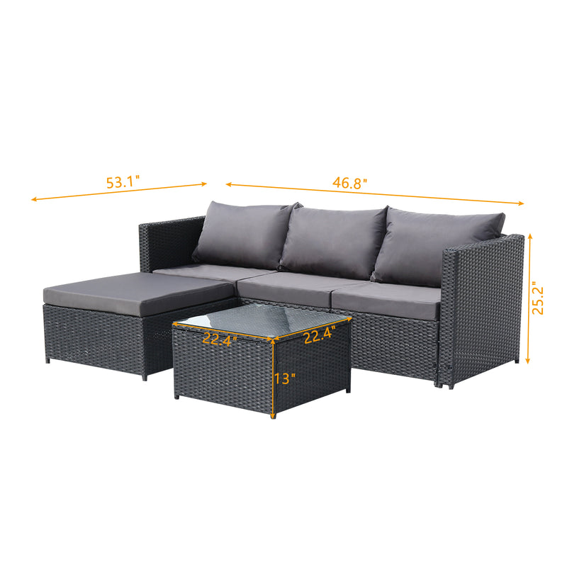 Gray Corner Garden Rattan Furniture Set