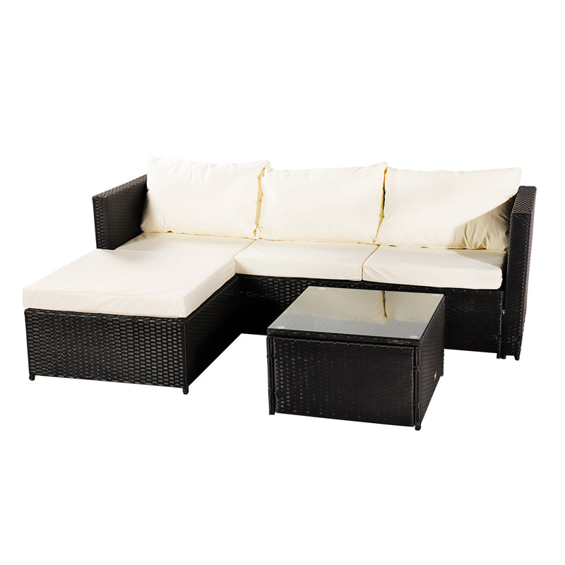 Black Corner Garden Rattan Furniture Set