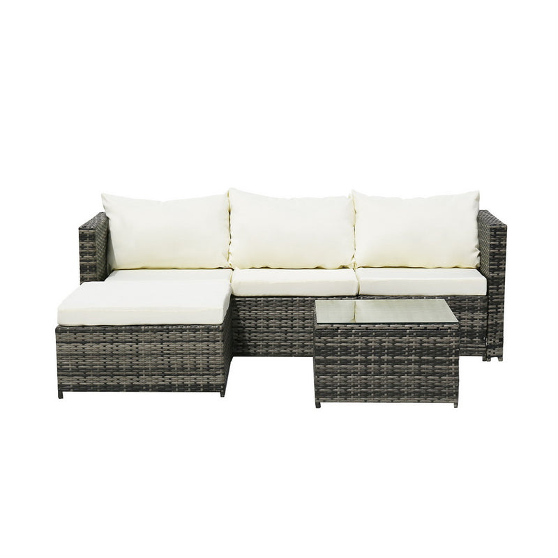 Gray Corner Garden Rattan Furniture Set