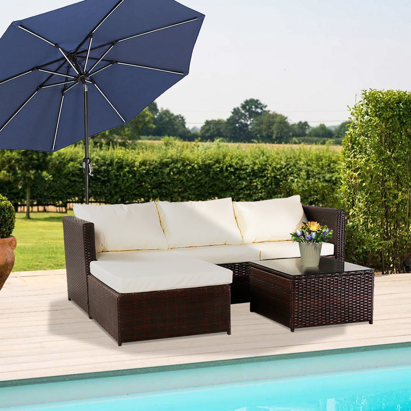 Beige Corner Garden Rattan Furniture Set