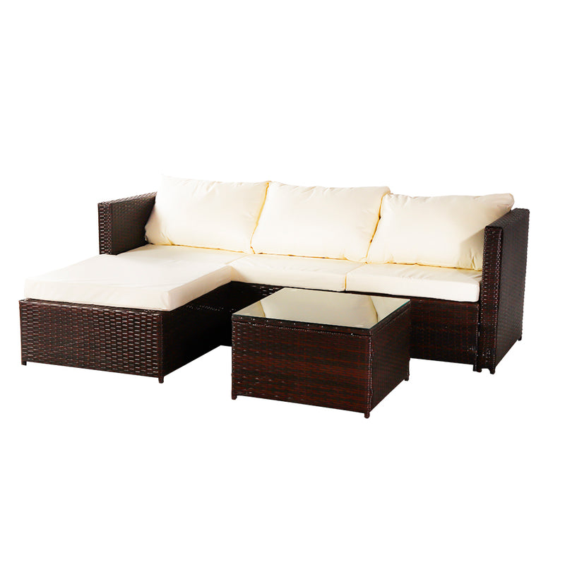 Beige Corner Garden Rattan Furniture Set