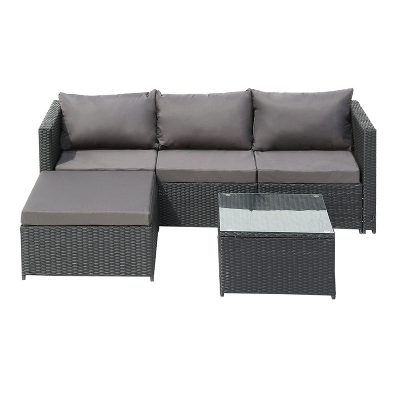 Gray Corner Garden Rattan Furniture Set