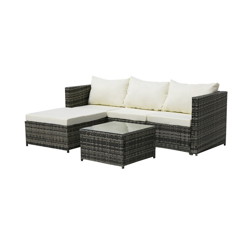 Gray Corner Garden Rattan Furniture Set