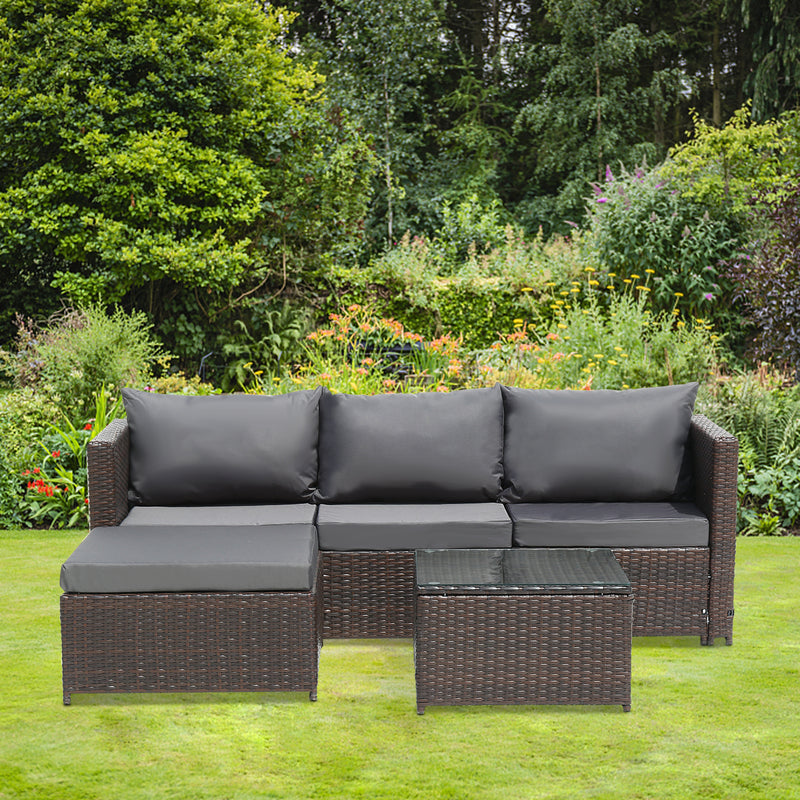 Brown Corner Garden Rattan Furniture Set