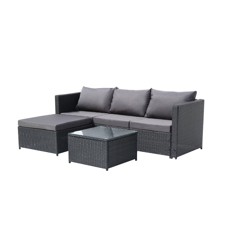 Gray Corner Garden Rattan Furniture Set