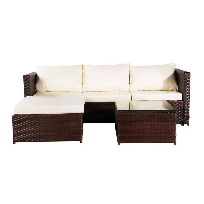 Beige Corner Garden Rattan Furniture Set