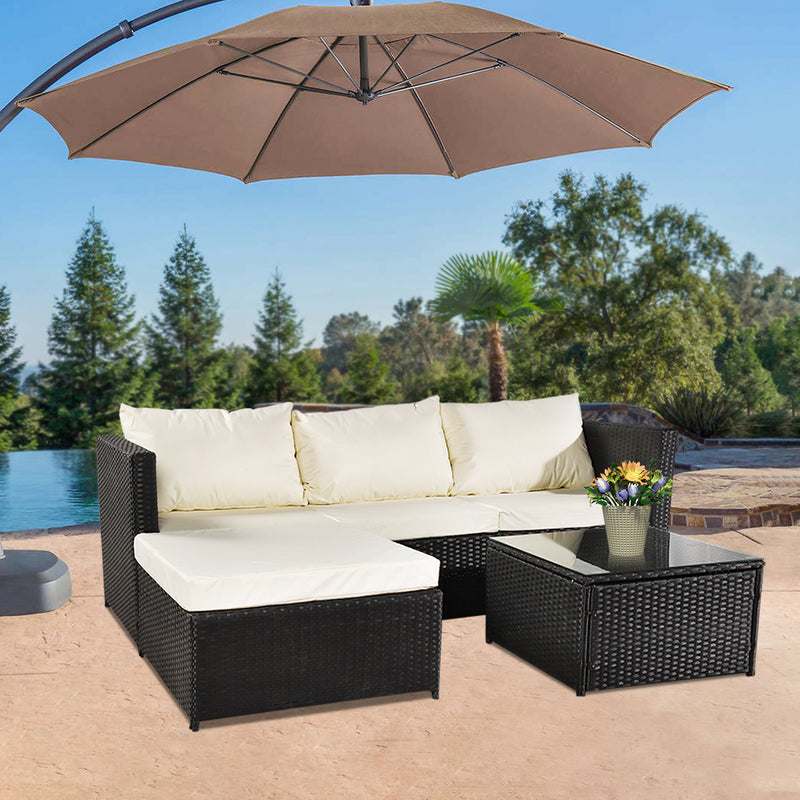 Black Corner Garden Rattan Furniture Set