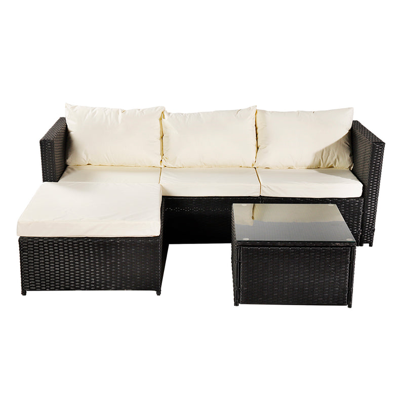 Black Corner Garden Rattan Furniture Set