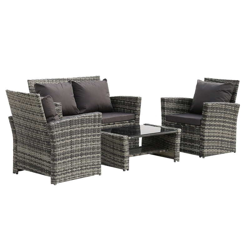 Gray Four-Piece Rattan Set Garden Rattan Furniture Set