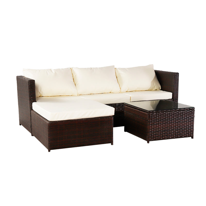 Beige Corner Garden Rattan Furniture Set