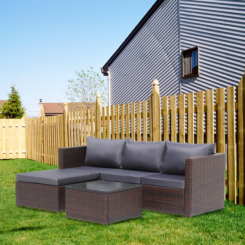 Brown Corner Garden Rattan Furniture Set