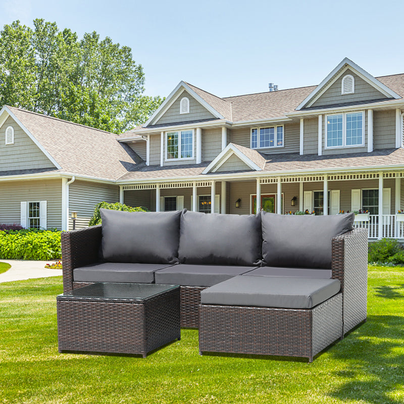 Brown Corner Garden Rattan Furniture Set