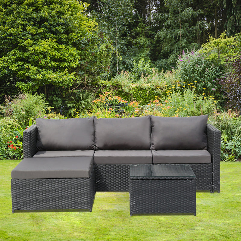 Gray Corner Garden Rattan Furniture Set