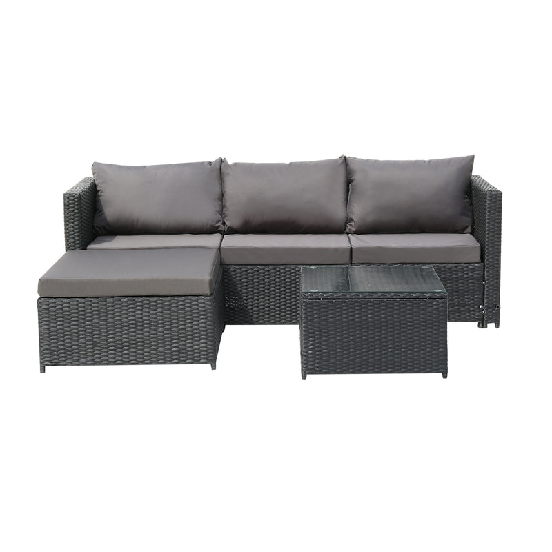 Gray Corner Garden Rattan Furniture Set